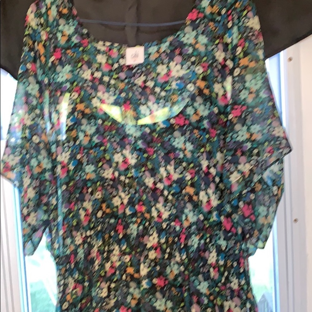 CAbi Navy Floral Midi Dress with Multicolor Blossoms - Picture 4 of 4